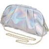 imageSWEETV Dressy Vegan Leather Clutch Purse for Women Formal Soft Pleated PU Evening Clutch for Weddings Proms CocktailGemmaIridescent Silver
