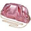 imageSWEETV Dressy Vegan Leather Clutch Purse for Women Formal Soft Pleated PU Evening Clutch for Weddings Proms CocktailGemmaMetallic Candy Pink