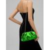 imageSWEETV Dressy Vegan Leather Clutch Purse for Women Formal Soft Pleated PU Evening Clutch for Weddings Proms CocktailGemmaMetallic Green