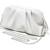 imageSWEETV Dressy Vegan Leather Clutch Purse for Women Formal Soft Pleated PU Evening Clutch for Weddings Proms CocktailGemmaWhite