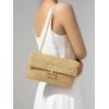 imageSWEETV Straw Purse Woven Beach Bag Summer Straw Clutch Purse Boho Crossbody Bags for Women Small Raffia Shoulder BagKhaki