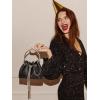 imageSWEETV Womens Rhinestone Bucket Bag Sparkly Sequin Evening Handbag Purse for FormalWeddingCocktailPromPartyClubBlack