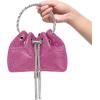 imageSWEETV Womens Rhinestone Bucket Bag Sparkly Sequin Evening Handbag Purse for FormalWeddingCocktailPromPartyClubRed
