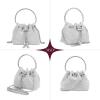 imageSWEETV Womens Rhinestone Bucket Bag Sparkly Sequin Evening Handbag Purse for FormalWeddingCocktailPromPartyClubSilver