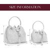 imageSWEETV Womens Rhinestone Bucket Bag Sparkly Sequin Evening Handbag Purse for FormalWeddingCocktailPromPartyClubSilver