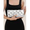 imageWoven Evening Clutch Purses for Women PU Crossbody Shoulder Purse Handbag for Evening Formal Events Wedding PartySilver