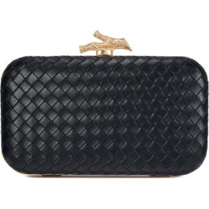 imageClutch Purses for Women EveningWedding Chic Woven Bag Formal PU Leather Purse Designer Handbags for WomenBlackwoven