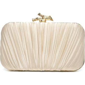 imageClutch Purses for Women EveningWedding Chic Woven Bag Formal PU Leather Purse Designer Handbags for WomenChampagne Goldsatin