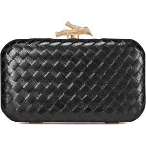 imageClutch Purses for Women EveningWedding Chic Woven Bag Formal PU Leather Purse Designer Handbags for WomenMetallic Blackwoven