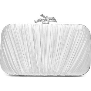 imageClutch Purses for Women EveningWedding Chic Woven Bag Formal PU Leather Purse Designer Handbags for WomenWhitesatin
