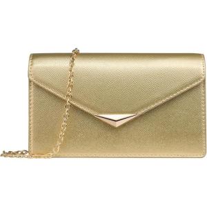 imageSWEETV Classic Envelope Clutch Purses for Women Elegant PU Leather Handbags for Evening Weddings Parties and Formal EventsGold