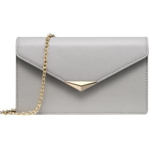 imageSWEETV Classic Envelope Clutch Purses for Women Elegant PU Leather Handbags for Evening Weddings Parties and Formal EventsLight Grey