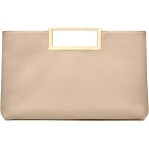 imageSWEETV Clutch Purses for Women Evening Formal Fashion PU Leather Purse for Prom Cocktail and WeddingNinaApricot Beige