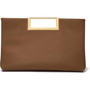 imageSWEETV Clutch Purses for Women Evening Formal Fashion PU Leather Purse for Prom Cocktail and WeddingNinaCaramel Brown