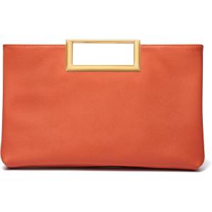imageSWEETV Clutch Purses for Women Evening Formal Fashion PU Leather Purse for Prom Cocktail and WeddingNinaPumpkin Orange
