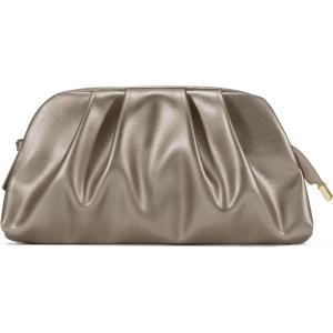 imageSWEETV Dressy Vegan Leather Clutch Purse for Women Formal Soft Pleated PU Evening Clutch for Weddings Proms CocktailGemmaBronze