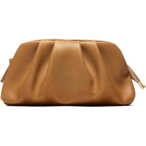 imageSWEETV Dressy Vegan Leather Clutch Purse for Women Formal Soft Pleated PU Evening Clutch for Weddings Proms CocktailGemmaBronze Brown
