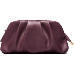 imageSWEETV Dressy Vegan Leather Clutch Purse for Women Formal Soft Pleated PU Evening Clutch for Weddings Proms CocktailGemmaBurgundy