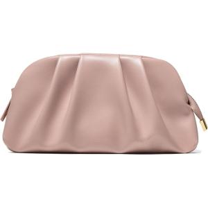 imageSWEETV Dressy Vegan Leather Clutch Purse for Women Formal Soft Pleated PU Evening Clutch for Weddings Proms CocktailGemmaDusty Pink