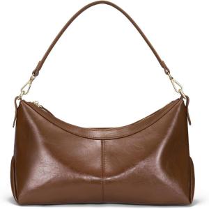 imageShoulder Bag PU Leather Purses for Women Trendy Cute Hobo Bags with Zip Closure Designer Tote HandbagsCaramel Brown