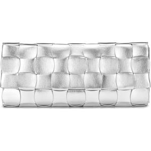 imageWoven Evening Clutch Purses for Women PU Crossbody Shoulder Purse Handbag for Evening Formal Events Wedding PartySilver