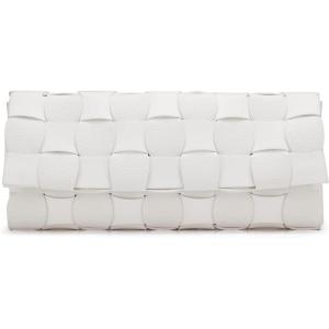 imageWoven Evening Clutch Purses for Women PU Crossbody Shoulder Purse Handbag for Evening Formal Events Wedding PartyWhite