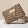 imageChic Straw Clutch Purses for Women with Top Handle Summer Bag Ideal Vacation Handbags and Woven Boho Beach BagsBrown