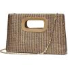 imageChic Straw Clutch Purses for Women with Top Handle Summer Bag Ideal Vacation Handbags and Woven Boho Beach BagsBrown