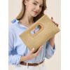 imageChic Straw Clutch Purses for Women with Top Handle Summer Bag Ideal Vacation Handbags and Woven Boho Beach BagsKhaki