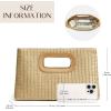 imageChic Straw Clutch Purses for Women with Top Handle Summer Bag Ideal Vacation Handbags and Woven Boho Beach BagsKhaki