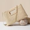 imageChic Straw Clutch Purses for Women with Top Handle Summer Bag Ideal Vacation Handbags and Woven Boho Beach BagsPearl White