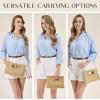 imageChic Straw Clutch Purses for Women with Top Handle Summer Bag Ideal Vacation Handbags and Woven Boho Beach BagsPearl White
