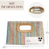 imageChic Straw Clutch Purses for Women with Top Handle Summer Bag Ideal Vacation Handbags and Woven Boho Beach BagsRainbow