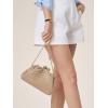 imageDressy Woven Clutch Purses for Women Evening Wedding Formal OccasionDumpling Crossbody Shoulder Handbags for WomenApricot Beige