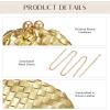 imageDressy Woven Clutch Purses for Women Evening Wedding Formal OccasionDumpling Crossbody Shoulder Handbags for WomenGold