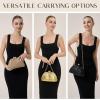 imageDressy Woven Clutch Purses for Women Evening Wedding Formal OccasionDumpling Crossbody Shoulder Handbags for WomenGold