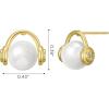 imageSWEETV 18K Gold Plated Pearl Earrings for Women Trendy Pearl Stud Earrings Dainty CZ Pearl and Gold Earrings Hypoallergenic Jewelry GiftGold