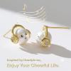 imageSWEETV 18K Gold Plated Pearl Earrings for Women Trendy Pearl Stud Earrings Dainty CZ Pearl and Gold Earrings Hypoallergenic Jewelry GiftGold