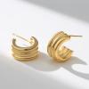imageSWEETV Chunky Gold Earrings for Women 14K Plated Gold Statement Earrings Small GoldSilver Hoop Earrings Trendy Open Hoop Earrings for Women Tiny Huggie Hoop for Adult01 Gold