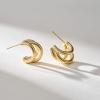 imageSWEETV Chunky Hoop Earrings for Women 925 Sterling Silver Post Triple Open Hoops Diameter 152030MMGold15mm