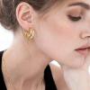 imageSWEETV Chunky Hoop Earrings for Women 925 Sterling Silver Post Triple Open Hoops Diameter 152030MMGold20mm
