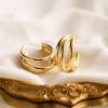 imageSWEETV Chunky Hoop Earrings for Women 925 Sterling Silver Post Triple Open Hoops Diameter 152030MMGold30mm