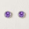 imageSWEETV Cubic Zirconia Stud Earrings 8mm Round Cut Rhinestone Hypoallergenic Earrings for Women ampamp Girls09Violet