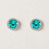 imageSWEETV Cubic Zirconia Stud Earrings 8mm Round Cut Rhinestone Hypoallergenic Earrings for Women ampamp Girls12Cyan