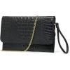 imageSWEETV Evening Clutch Purses for Women Elegant Wristlet Wallets Crocodile Pattern PU Leather Cross body Purse FormalWeddingBlack