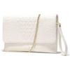imageSWEETV Evening Clutch Purses for Women Elegant Wristlet Wallets Crocodile Pattern PU Leather Cross body Purse FormalWeddingWhite