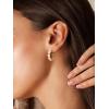 imageSWEETV Pearl Earrings for Women 14K Gold Plated Small Pearl Hoop Earrings Open Huggie Stud Earrings Jewelry Gift for Women Girls01 Gold