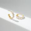 imageSWEETV Pearl Earrings for Women 14K Gold Plated Small Pearl Hoop Earrings Open Huggie Stud Earrings Jewelry Gift for Women Girls01 Gold