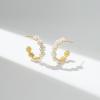 imageSWEETV Pearl Earrings for Women 14K Gold Plated Small Pearl Hoop Earrings Open Huggie Stud Earrings Jewelry Gift for Women Girls01 Gold