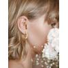 imageSWEETV Pearl Earrings for Women 14K Gold Plated Small Pearl Hoop Earrings Open Huggie Stud Earrings Jewelry Gift for Women Girls01 Gold